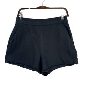 Abercrombie & Fitch Linen Shorts Womens 29 Black Scalloped Hem High Rise Dress